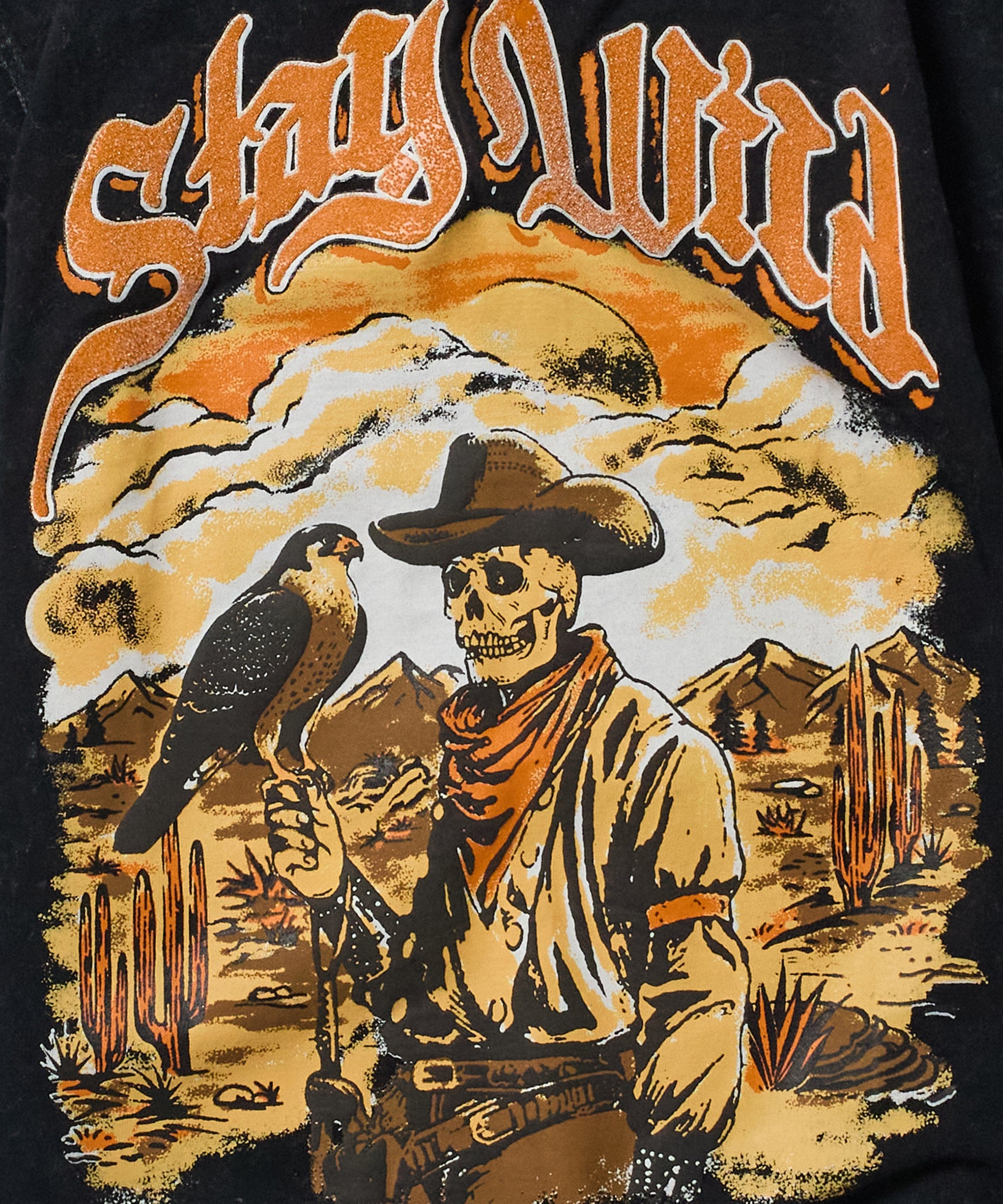 Stay Wild Sugar Print Short Sleeve Tee - Charcoal