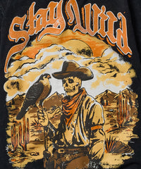 Stay Wild Sugar Print Short Sleeve Tee - Charcoal