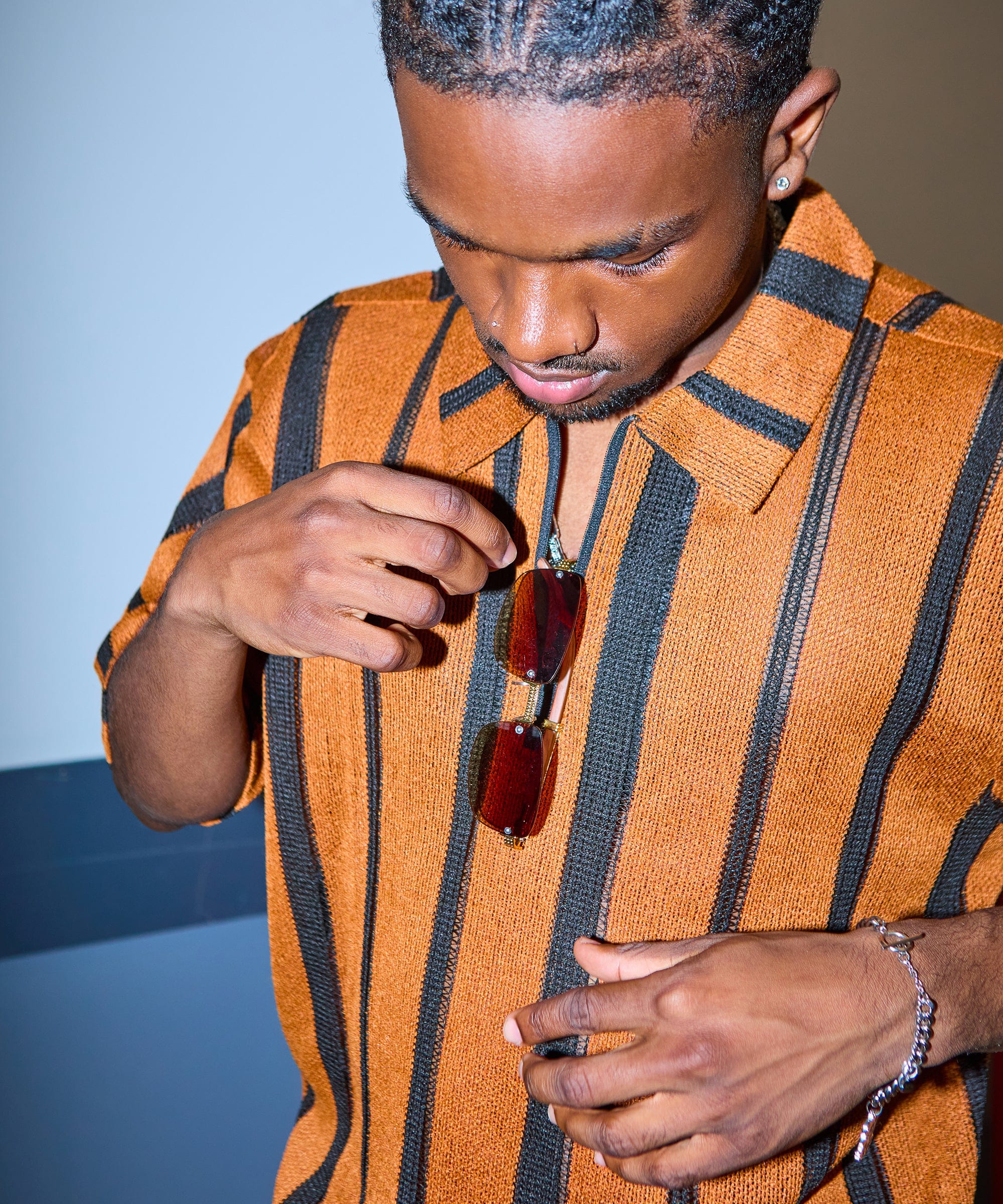 Textured Knit Shirt - Brown