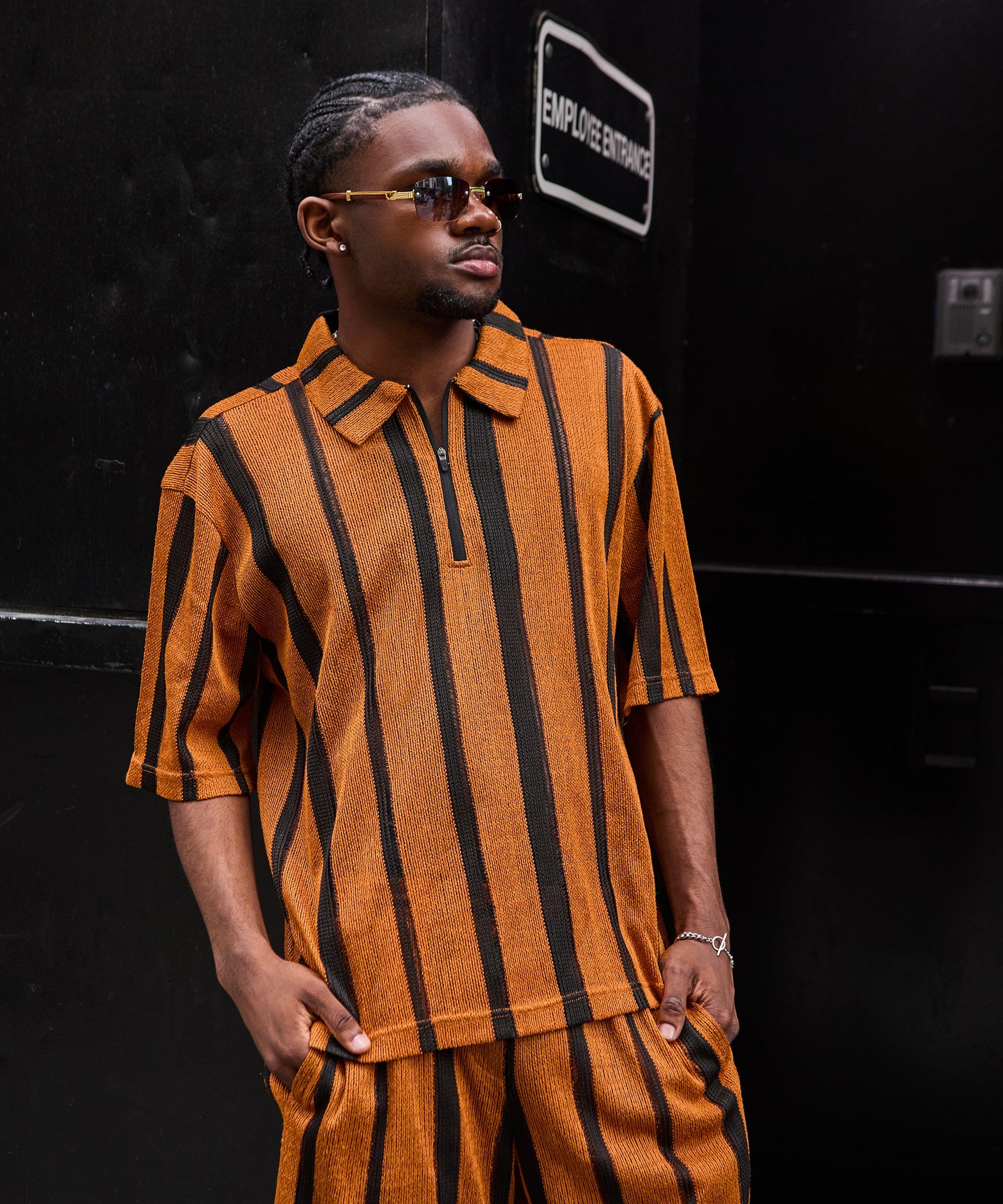 Textured Knit Shirt - Brown