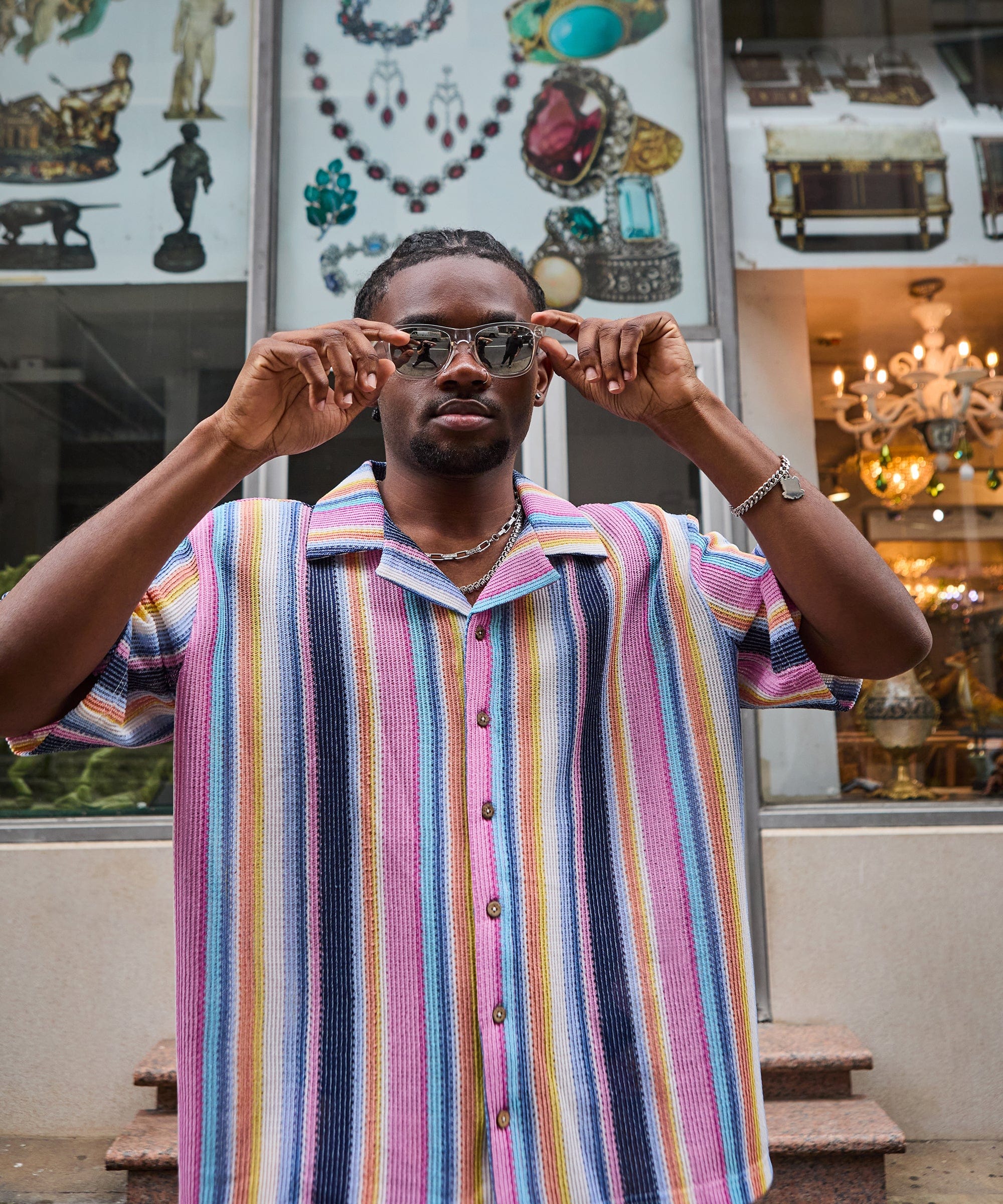 Textured Short Sleeve Button Down Shirt