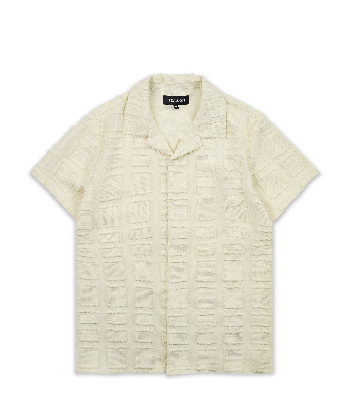 Kids Textured Short Sleeve Button Down Shirt - Cream