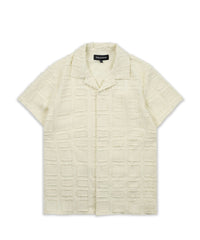 Kids Textured Short Sleeve Button Down Shirt - Cream