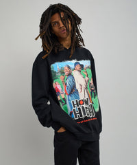 How High Oversized Front Print Hoodie - Black