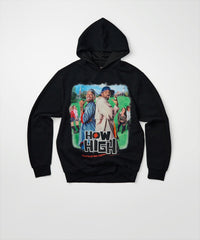 How High Oversized Front Print Hoodie - Black