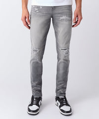 Rip and Repair Denim Jeans - Grey