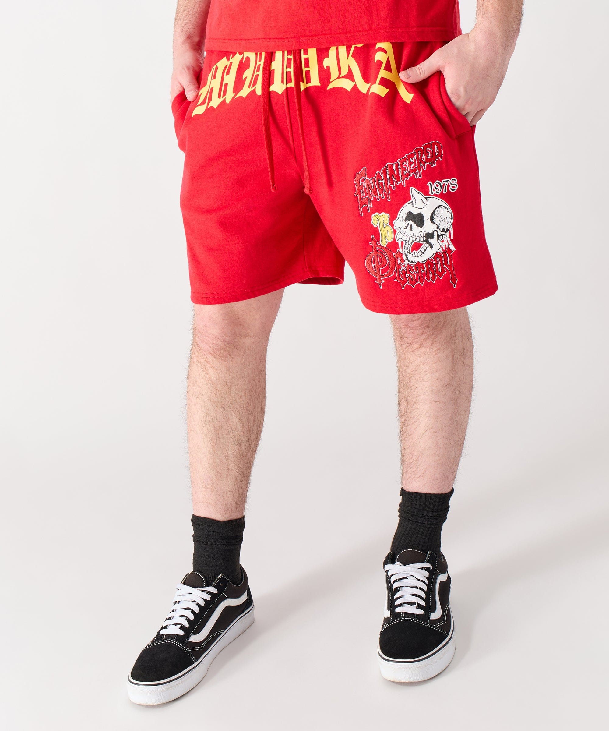 Mishka Old English Fleece Shorts - Red
