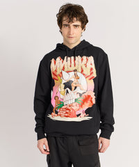 Mishka Graphic Print Embroidered Hoodie - Black