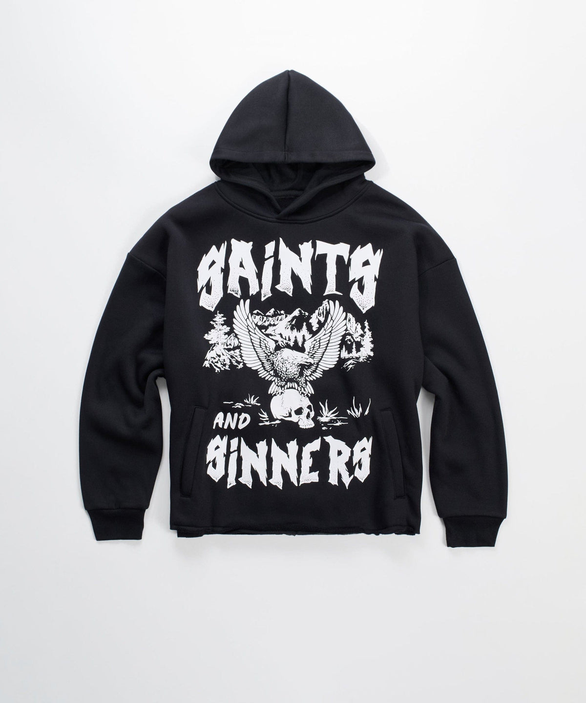 Saint And Sinners Raw Hem Hoodie - Black