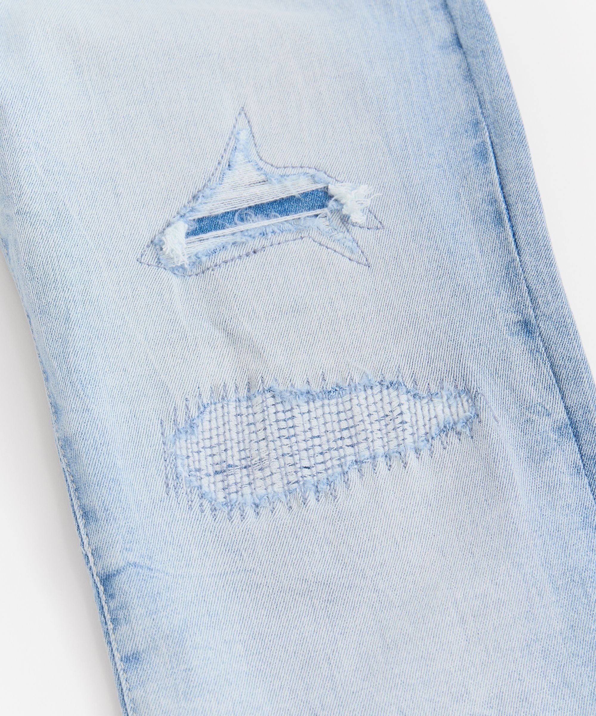 Men's Skinny Rip And Repair Denim Pants - Light Blue