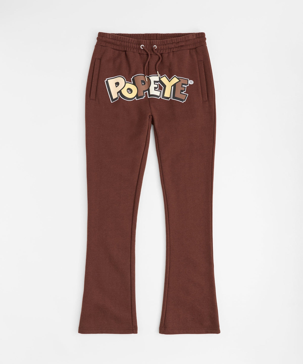 Popeye Flare Stacked Sweatpants - Brown