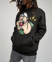 Popeye Front And Back Print Hoodie - Black