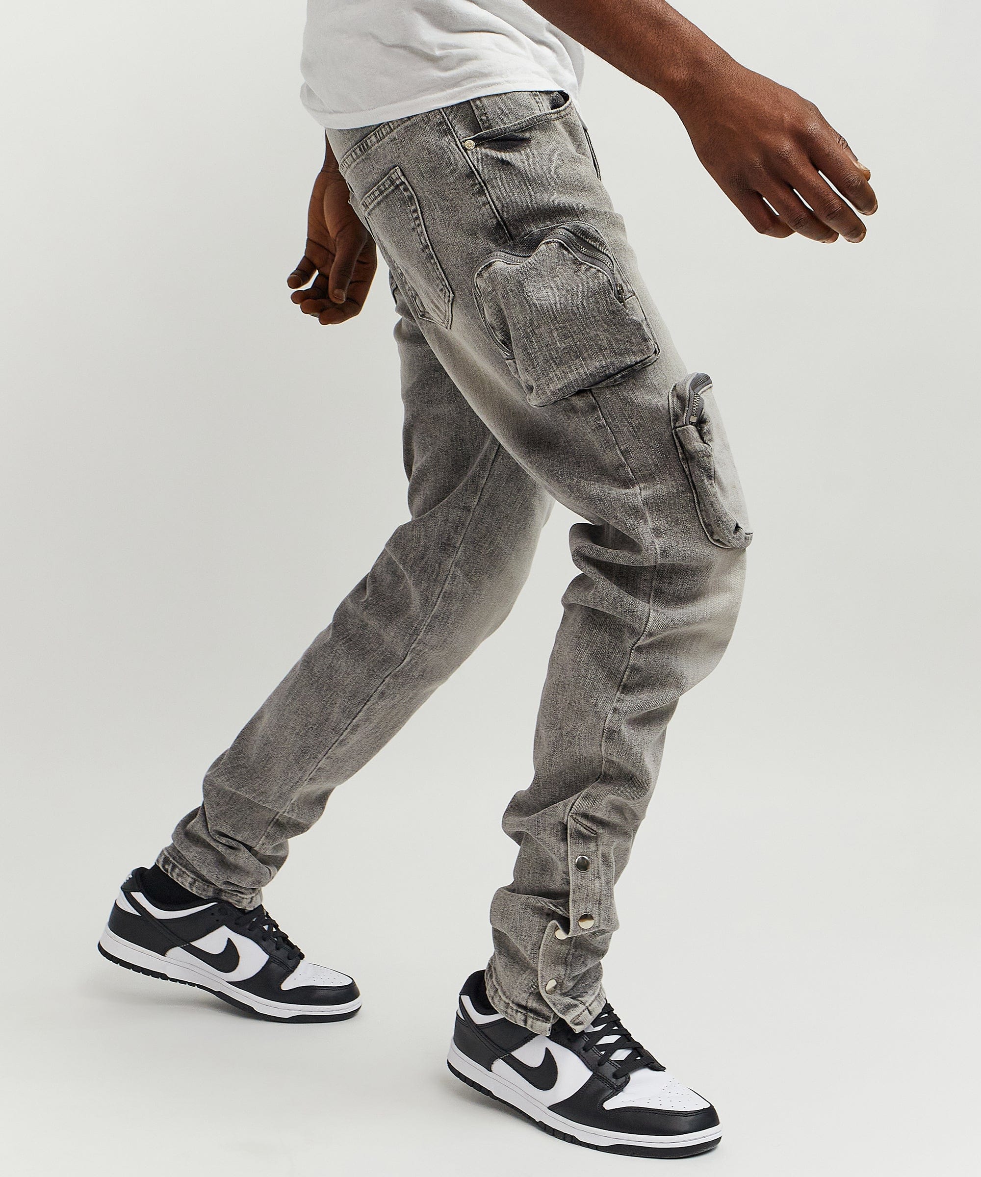 Robertson 3D Pocket Flare Denim Pant - Grey