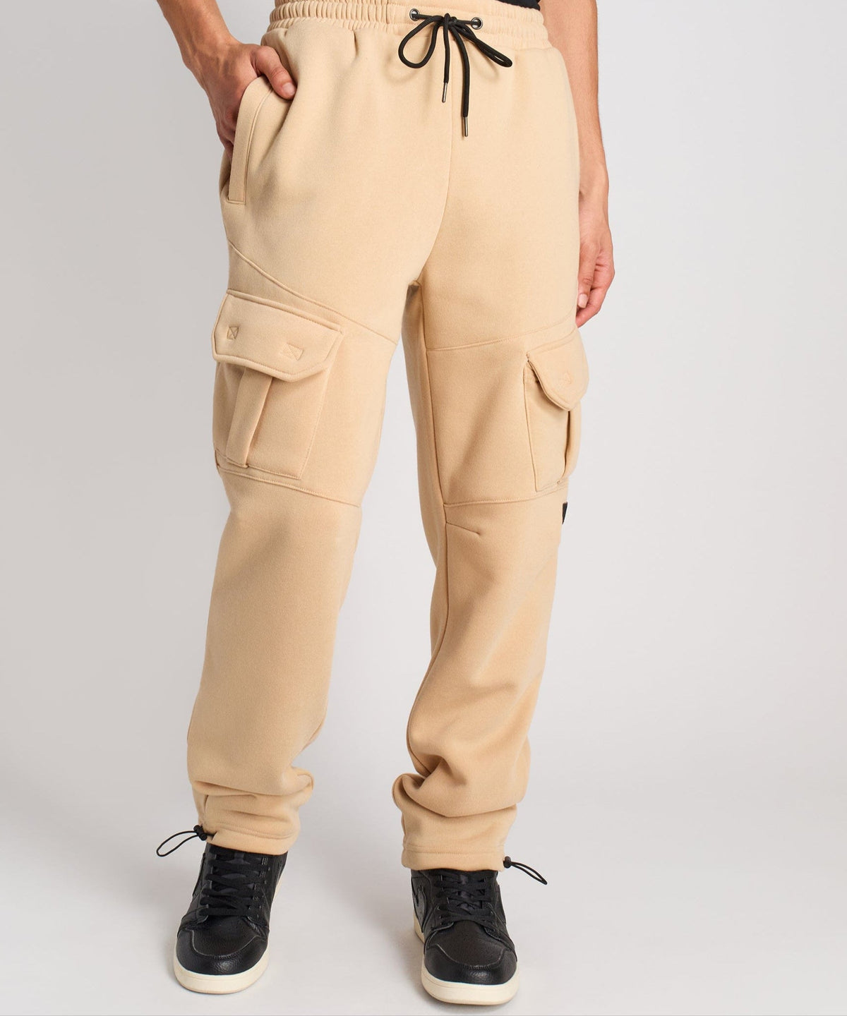 Banks Relaxed Fit Fleece Cargo Pants - Beige