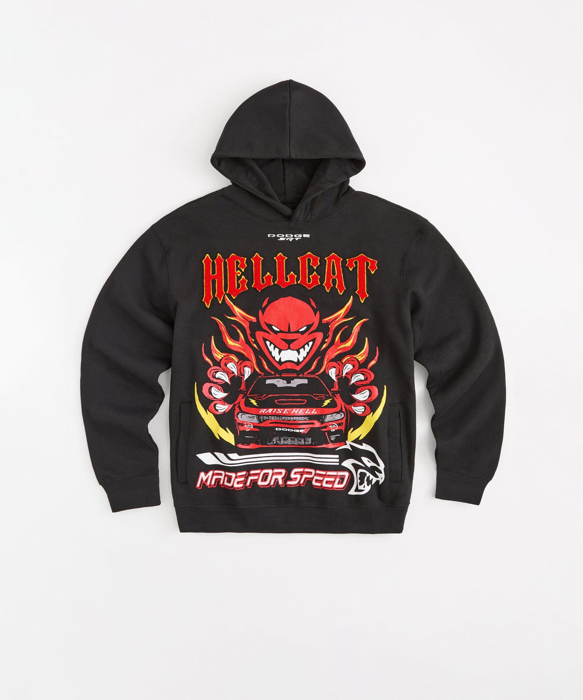 Dodge Hellcat Made For Speed Chenille Patched Hoodie - Black