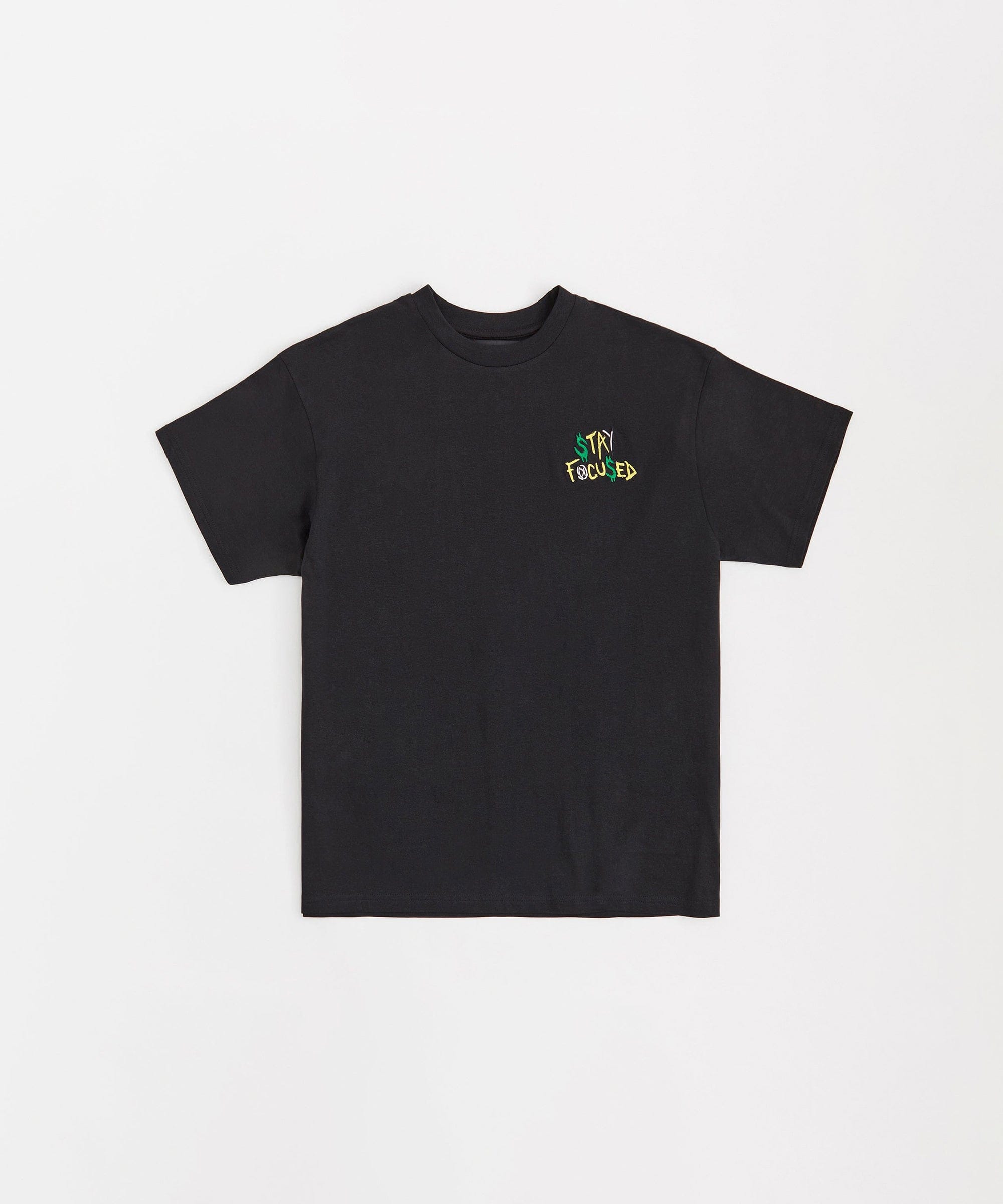 Stay Focused Embroidered Short Sleeve Tee - Black