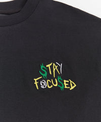 Stay Focused Embroidered Short Sleeve Tee - Black