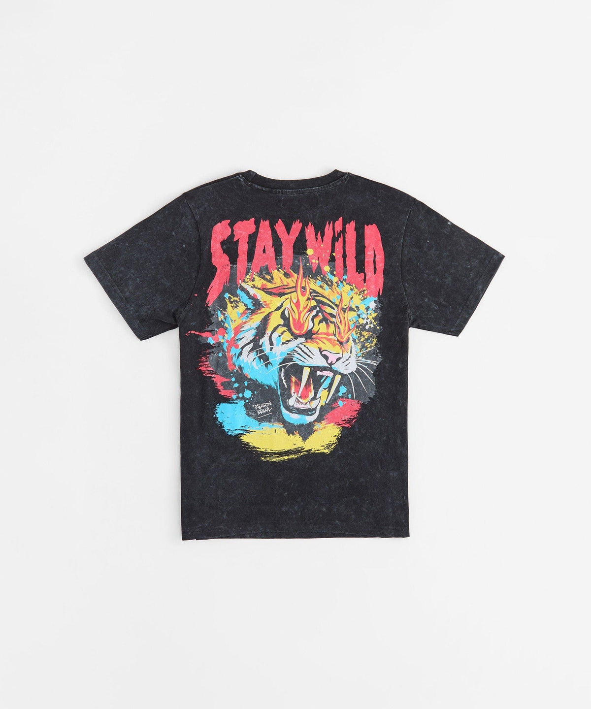 Stay Wild Embroidered Short Sleeve Tee - Charcoal