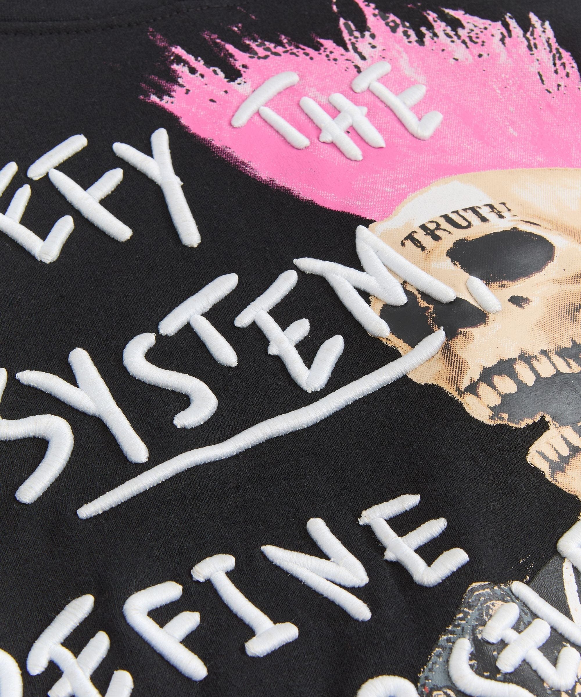 Defy The System Embroidered Hoodie - Black