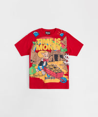 Richie Rich Time is Money Applique Short Sleeve Tee - Red