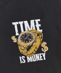 Time Is Money Rhinestone Short Sleeve Tee - Black