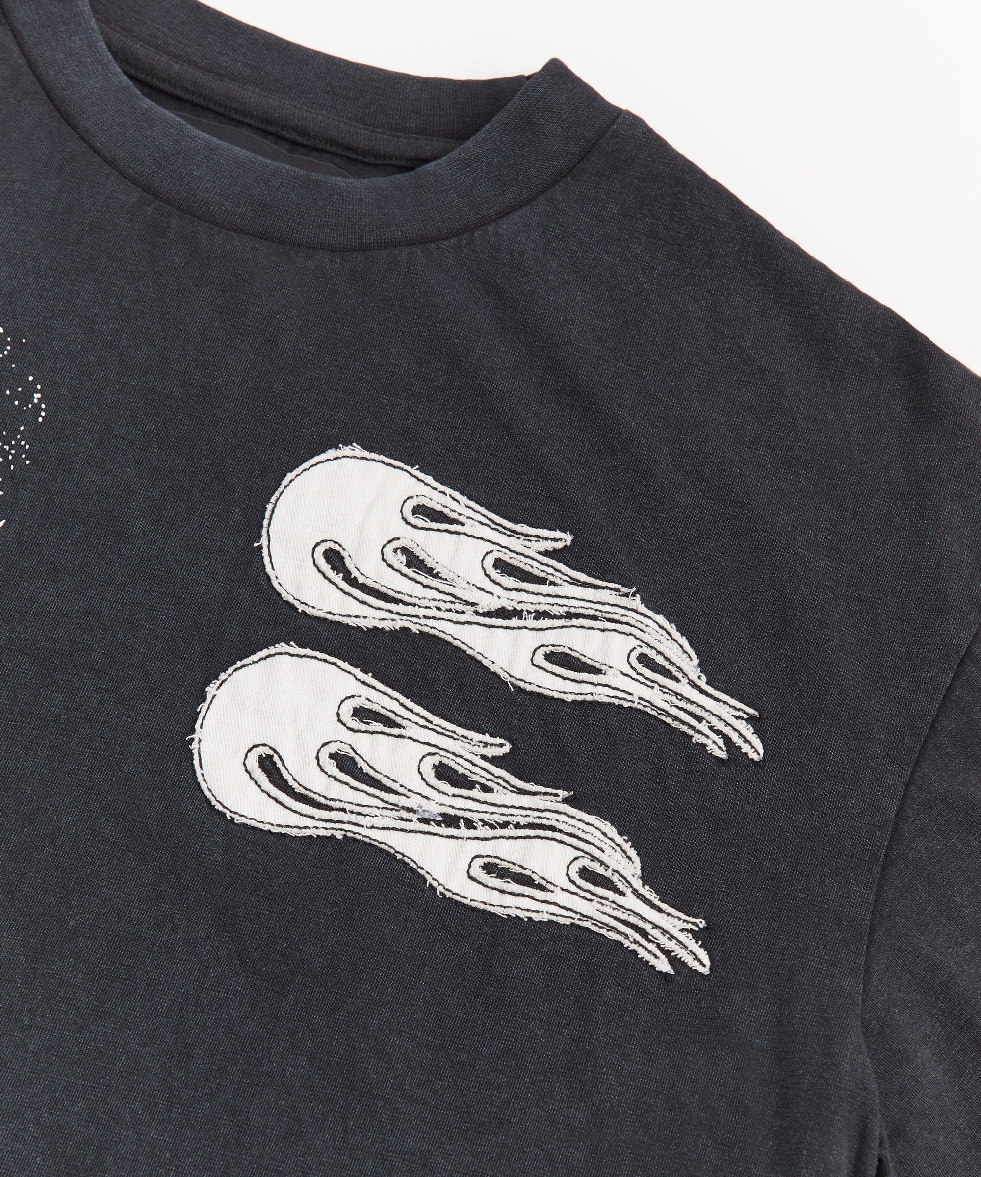 Trouble Applique Short Sleeve Tee - Black