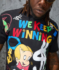 Richie Rich We Keep Winning Applique Short Sleeve Tee - Black