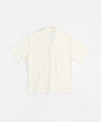 Textured Knit Short Sleeve Button Down Shirt - Light Beige