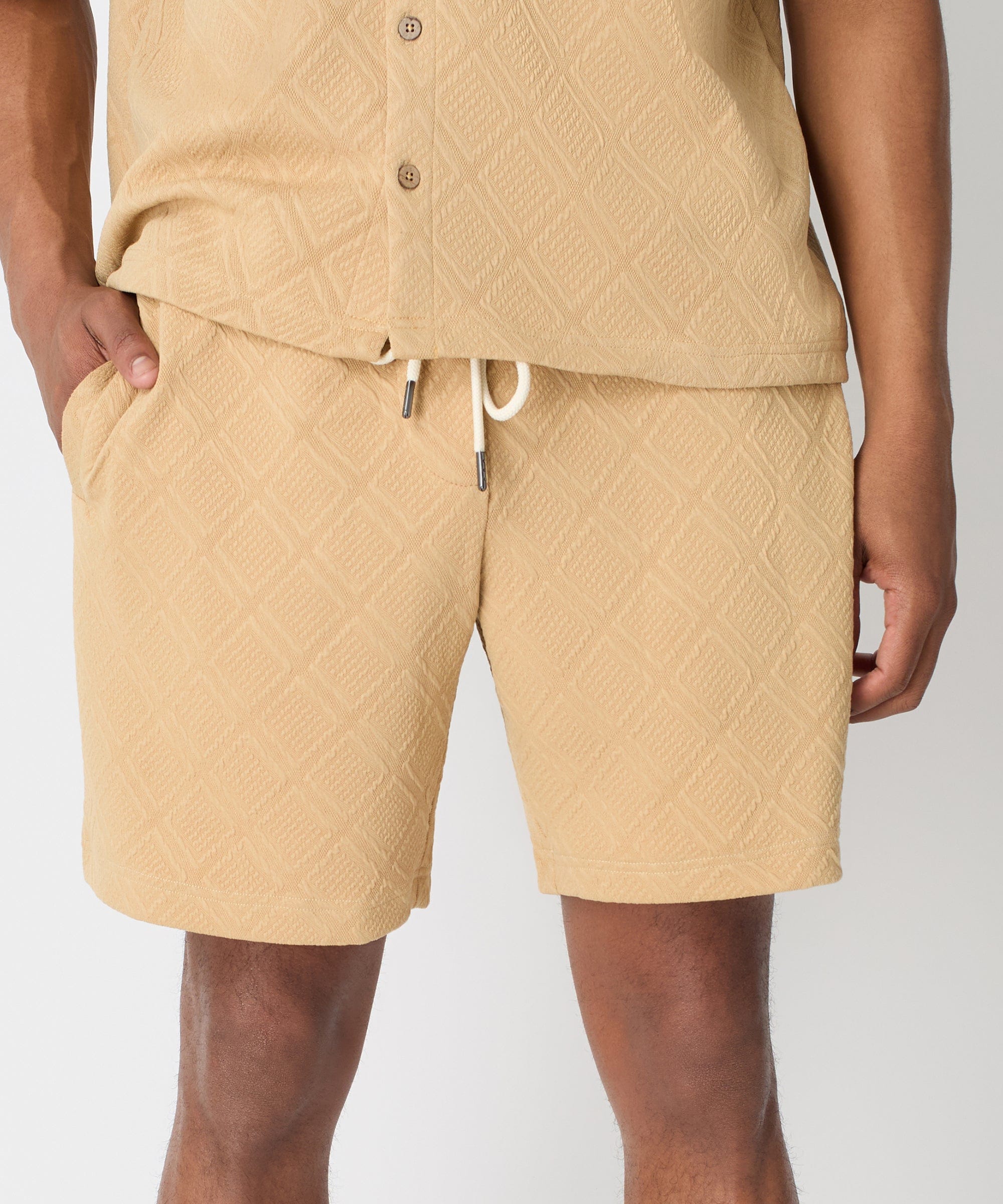 Textured Diamond Knit Short - Beige