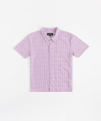 Diamond Plate Towel Color Blocked Short Sleeve Button Down Shirt - Mauve