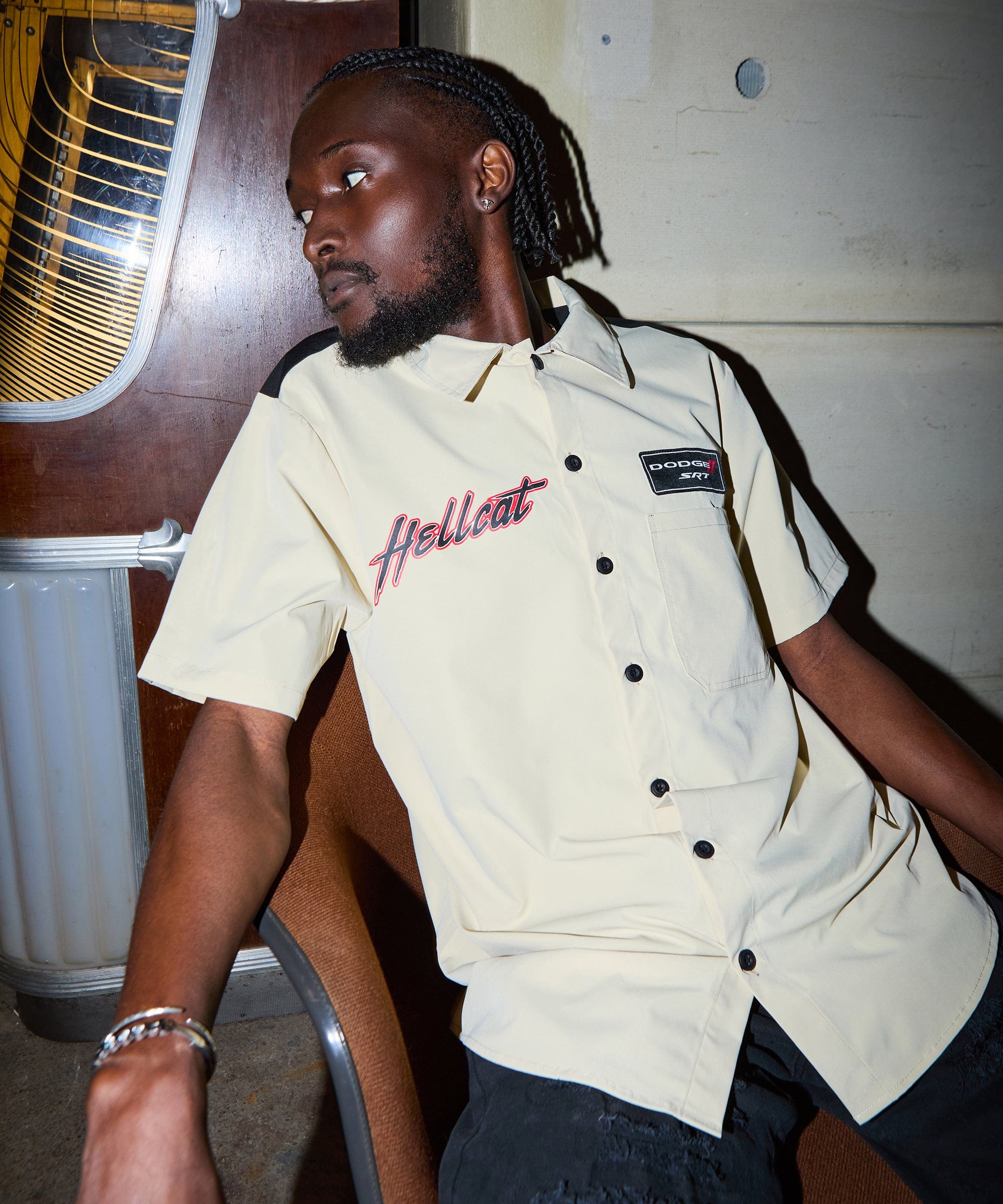 Dodge Hellcat Mechanics Short Sleeve Shirt - Khaki