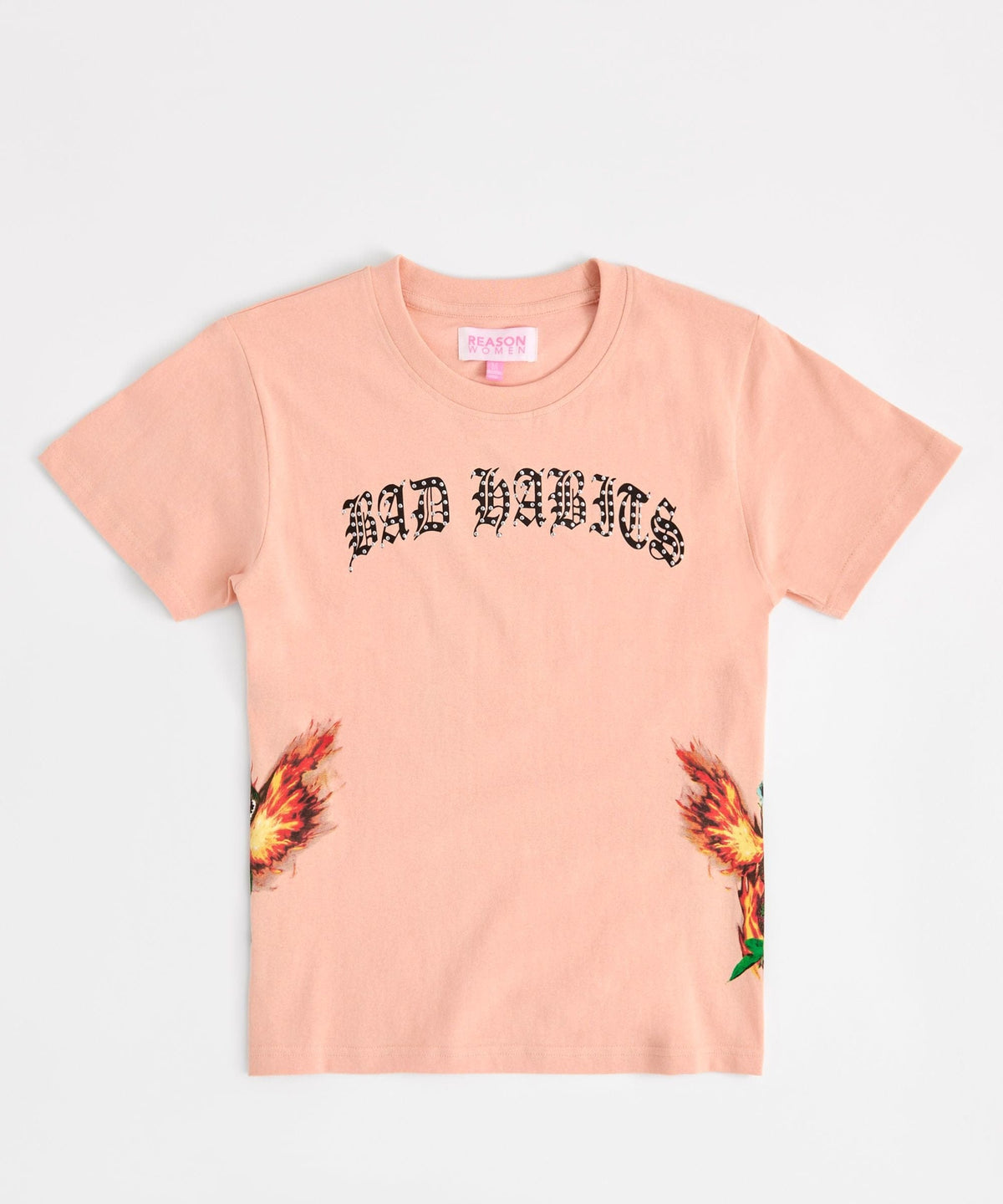 Women Bad Habits Short Sleeve Tee - Peach