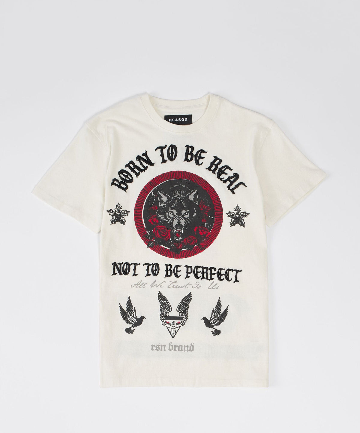 Kids Trust No 1 Embroidered Short Sleeve Tee - Cream