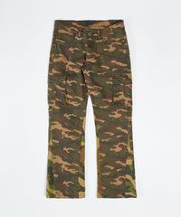 Camo Cargo Flare Denim - Olive Green
