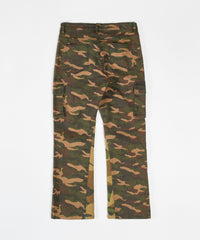 Camo Cargo Flare Denim - Olive Green