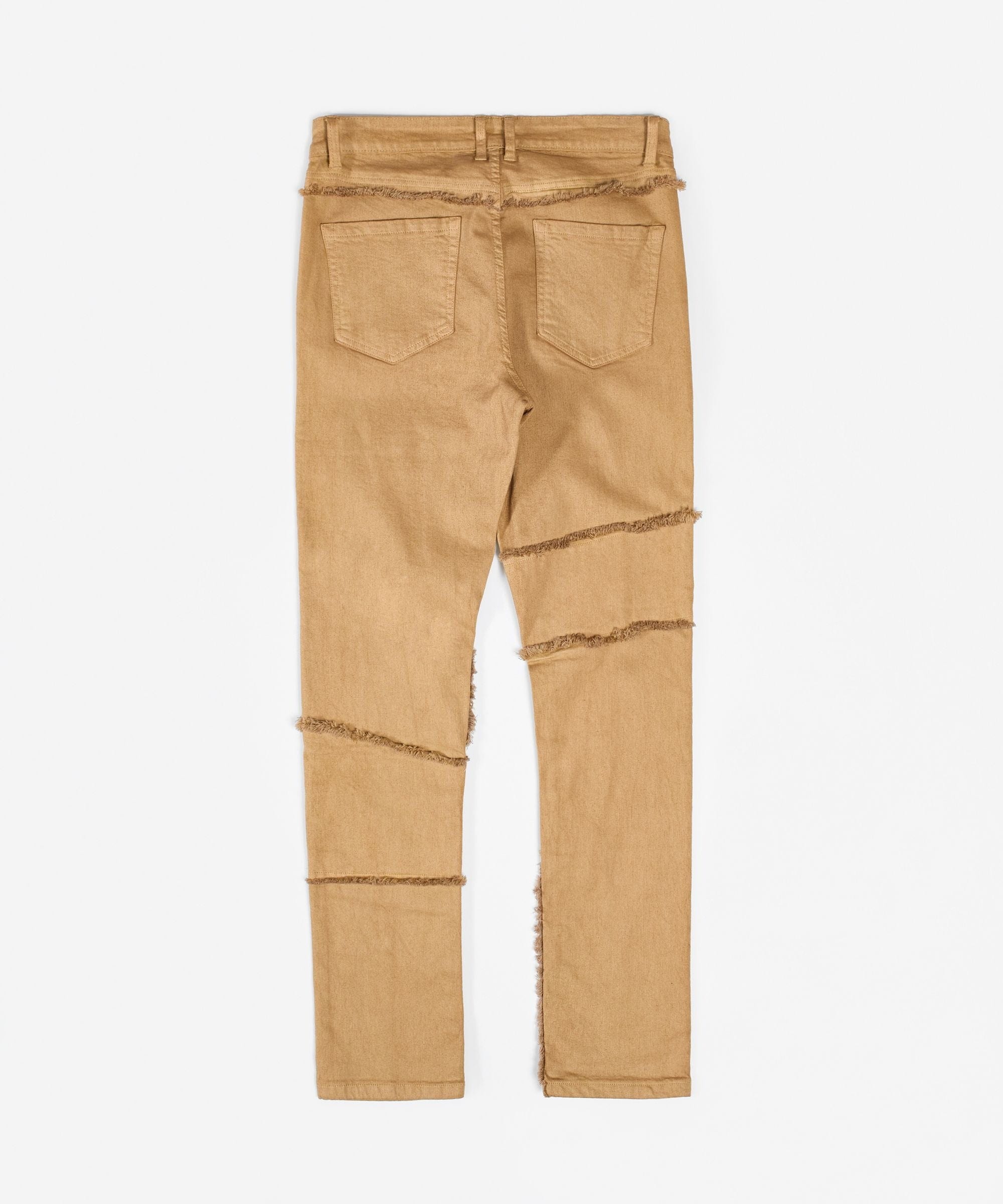 Frayed Denim Jeans - Khaki
