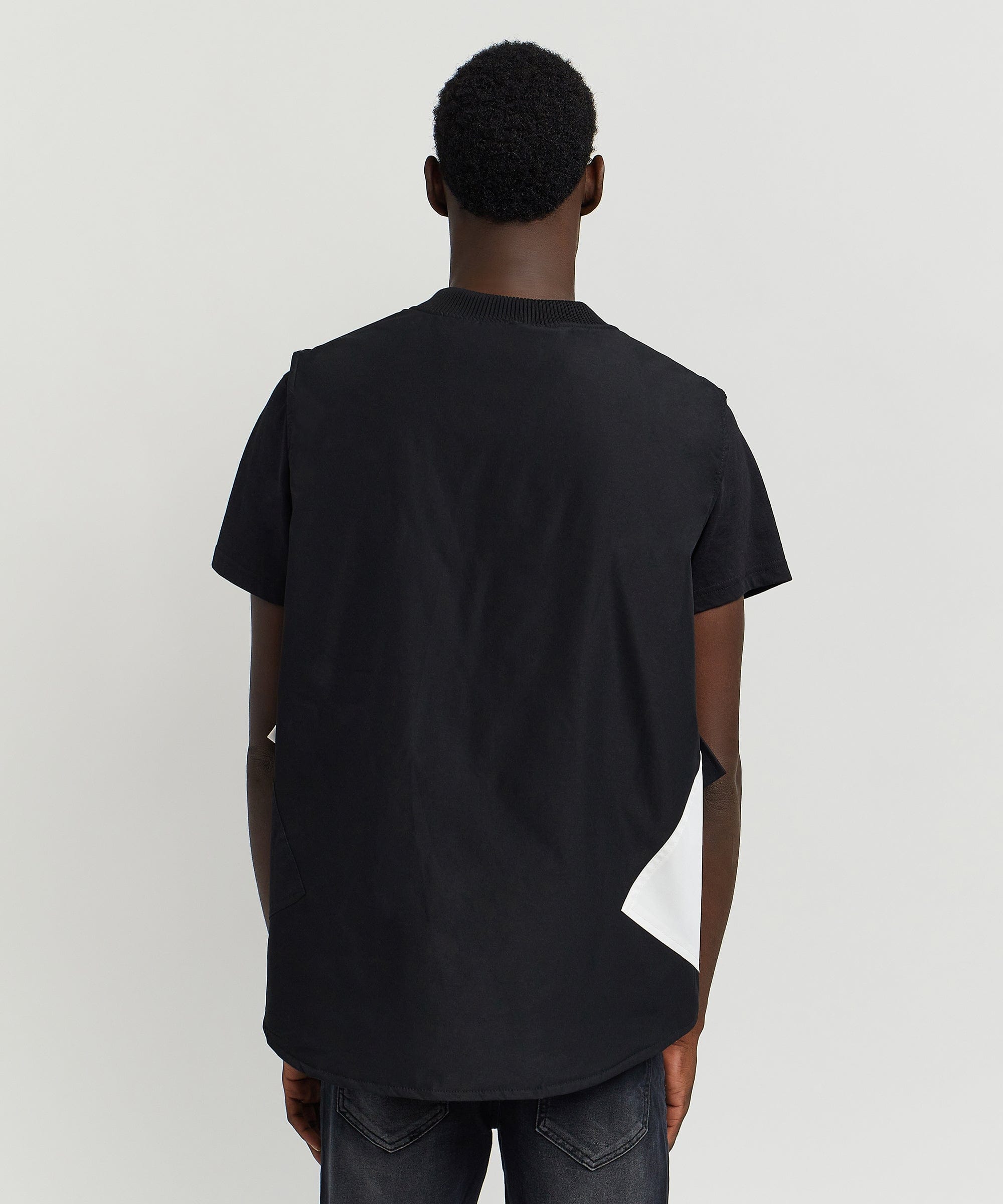 Bader Cotton Twill Color Block Utility Vest - Black&White