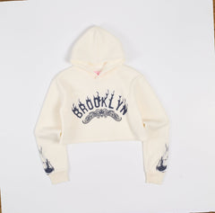 Women Brooklyn Cropped Hoodie - Cream