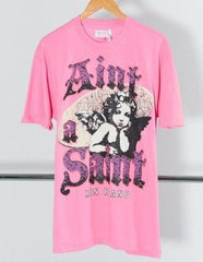 Women Aint A Saint Short Sleeve Tee - Pink