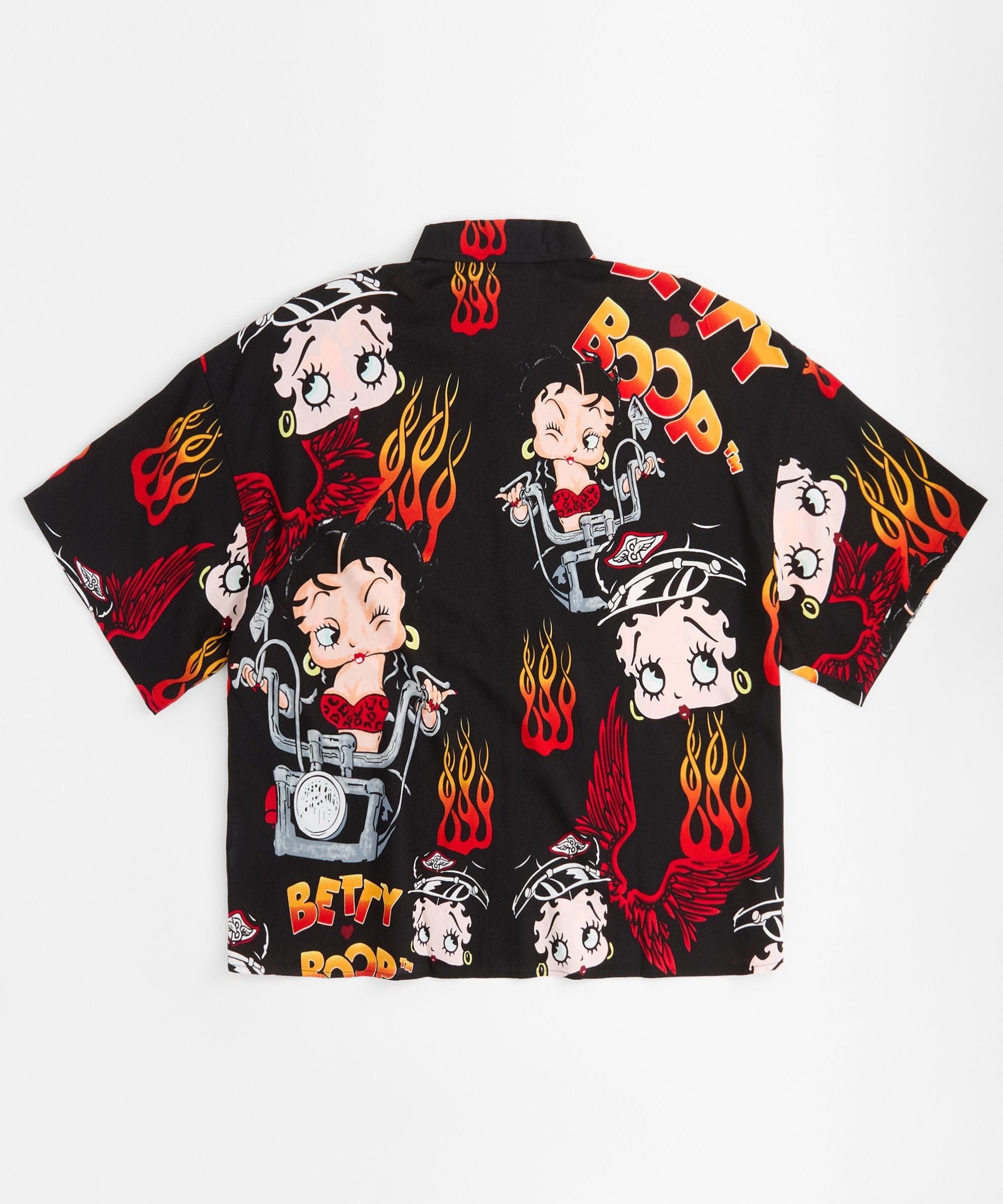 Women Biker Betty Boop Woven Shirt - Black