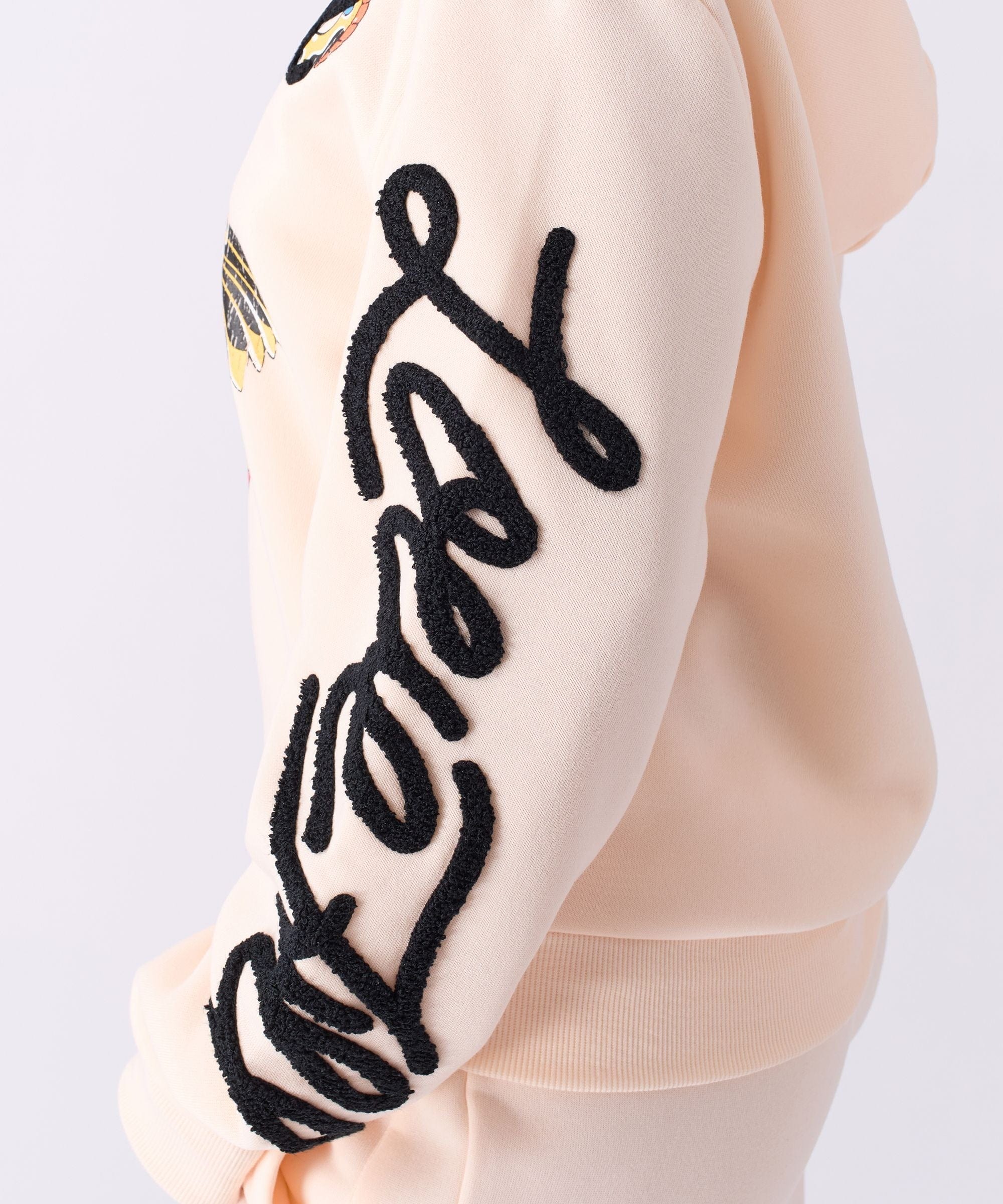 Women Love All Embroidered Cropped Hoodie - Pink