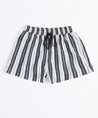 Women Plus Size Textured Shorts - Black And White