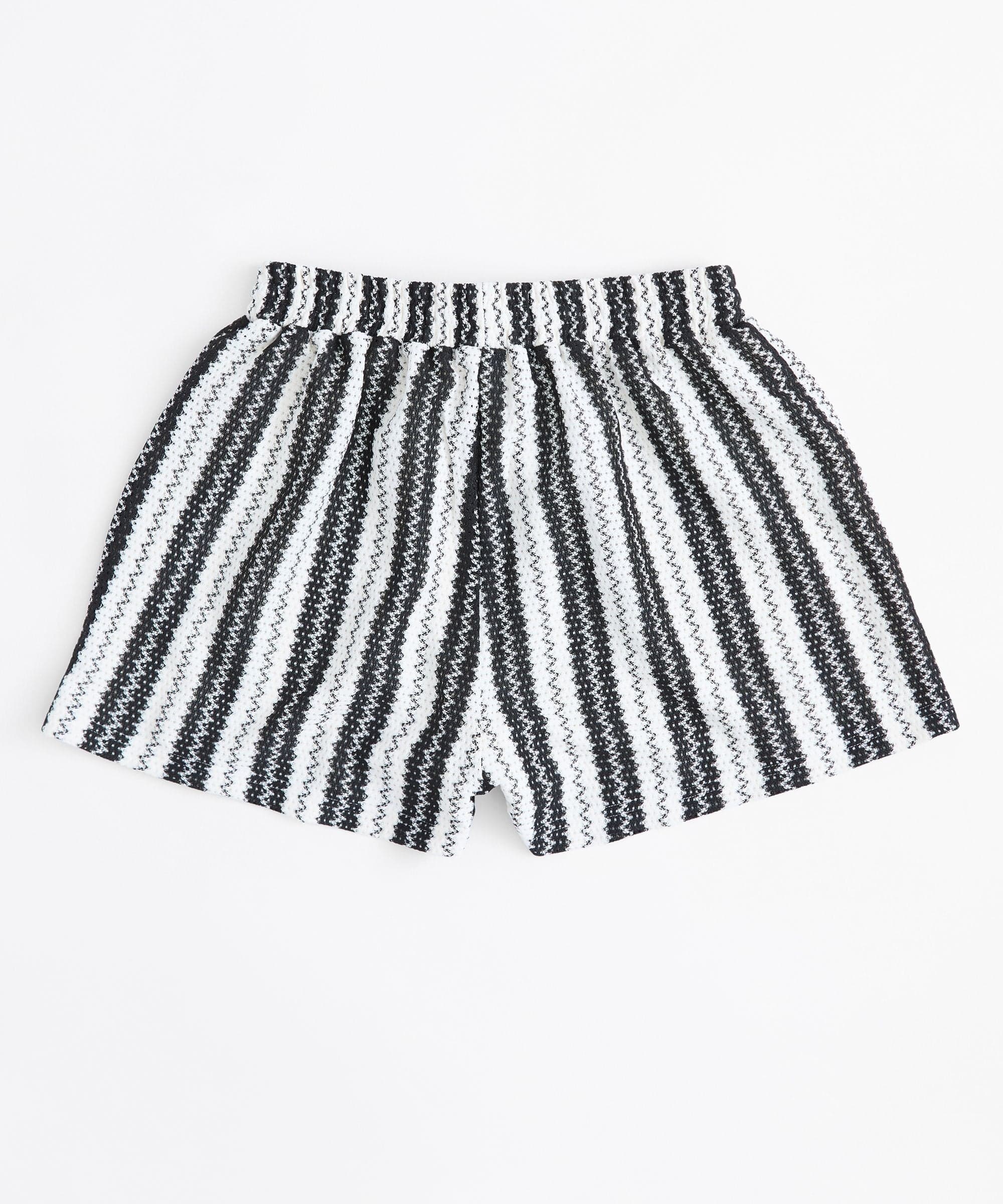 Women Plus Size Textured Shorts - Black And White