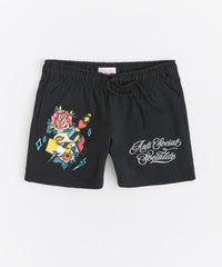 Women Anti Social Socialite Embroidered Short - Black