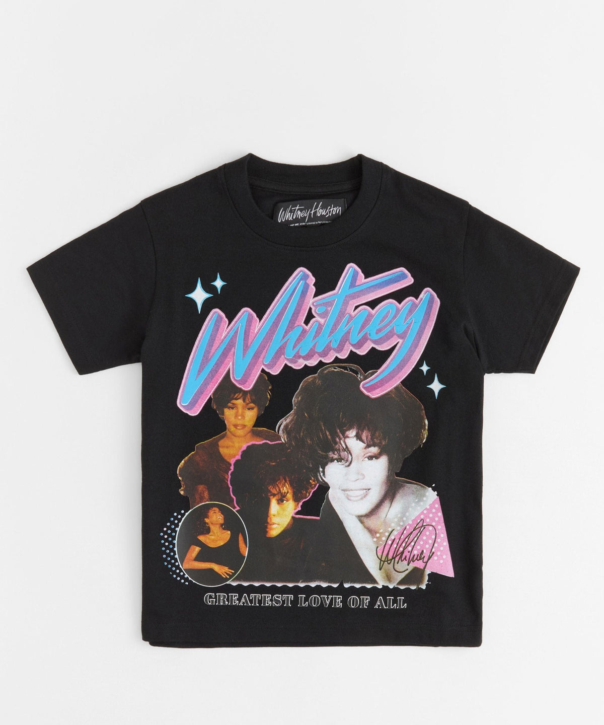 Women Whitney Houston Baby Short Sleeve Tee - Black