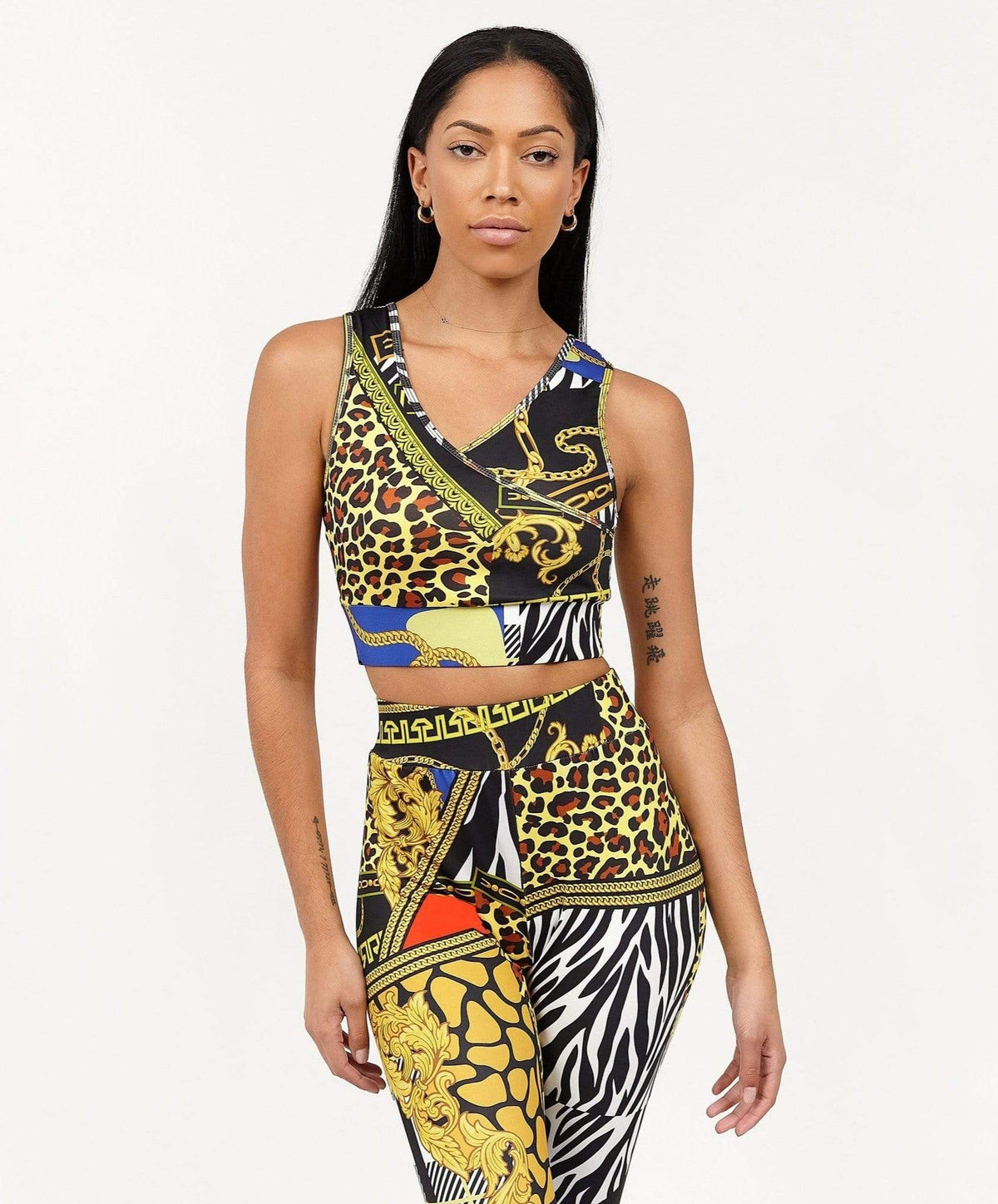 Womens Plaid Chain Sports Bra