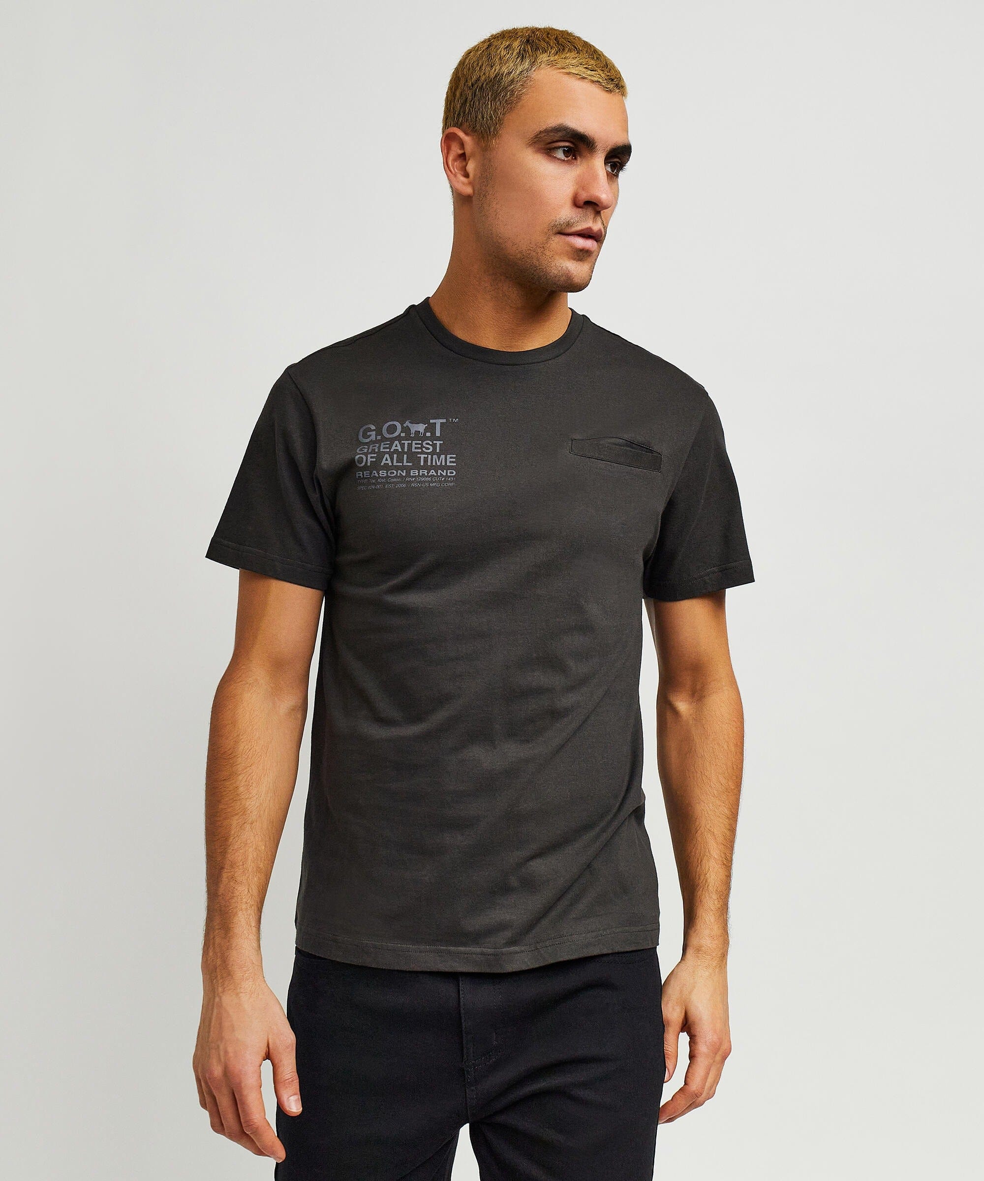 Goat Utility Stretch Tech Nylon Cargo Short Sleeve Tee Shirt - Black