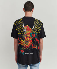 Phoenix Short Sleeve Graphic Print Tee - Black