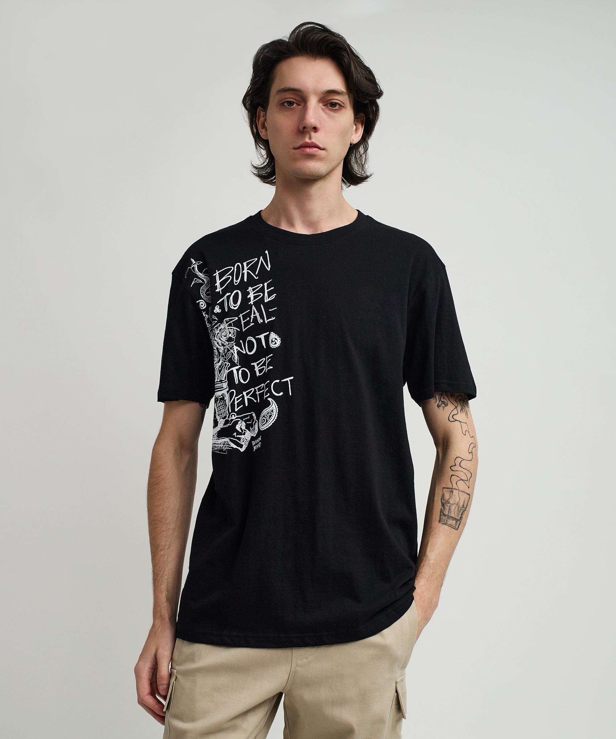 Luca Short Sleeve Graphic Print Tee - Black