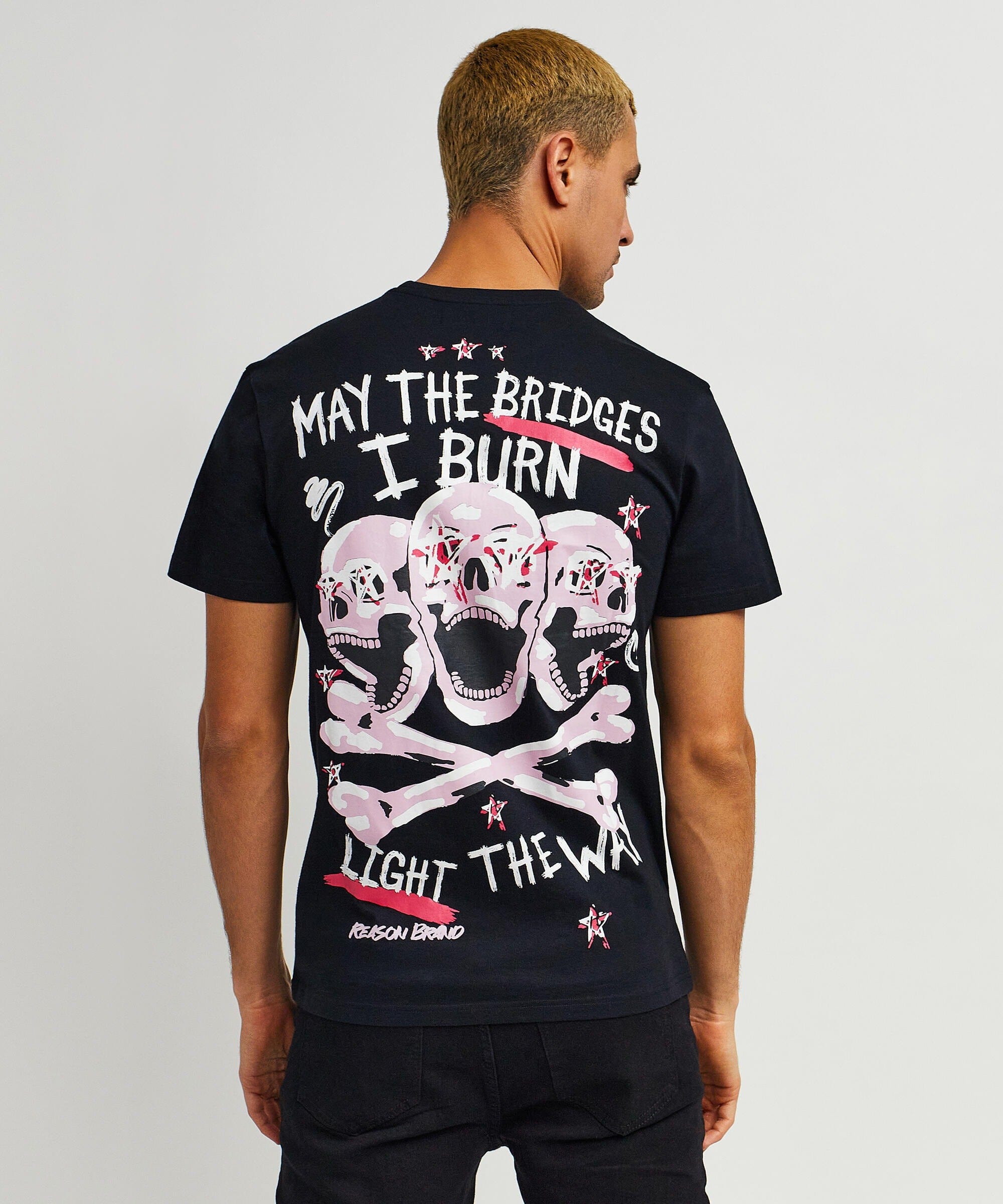Burn Short Sleeve Graphic Print Tee - Black